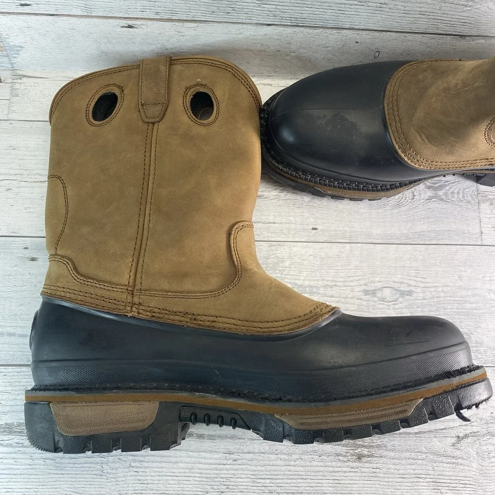 Georgia Boot Mud Dog Boots Mens 12 M Brown Leather Rubber Steel Toe Waterproof